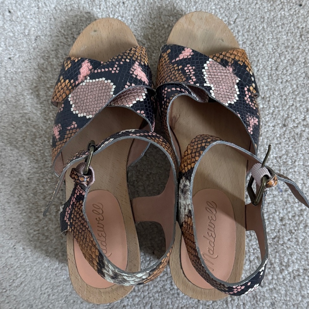 Madewell Johanna Snake Clog Sandals Size 7 Heels - Picture 6 of 7